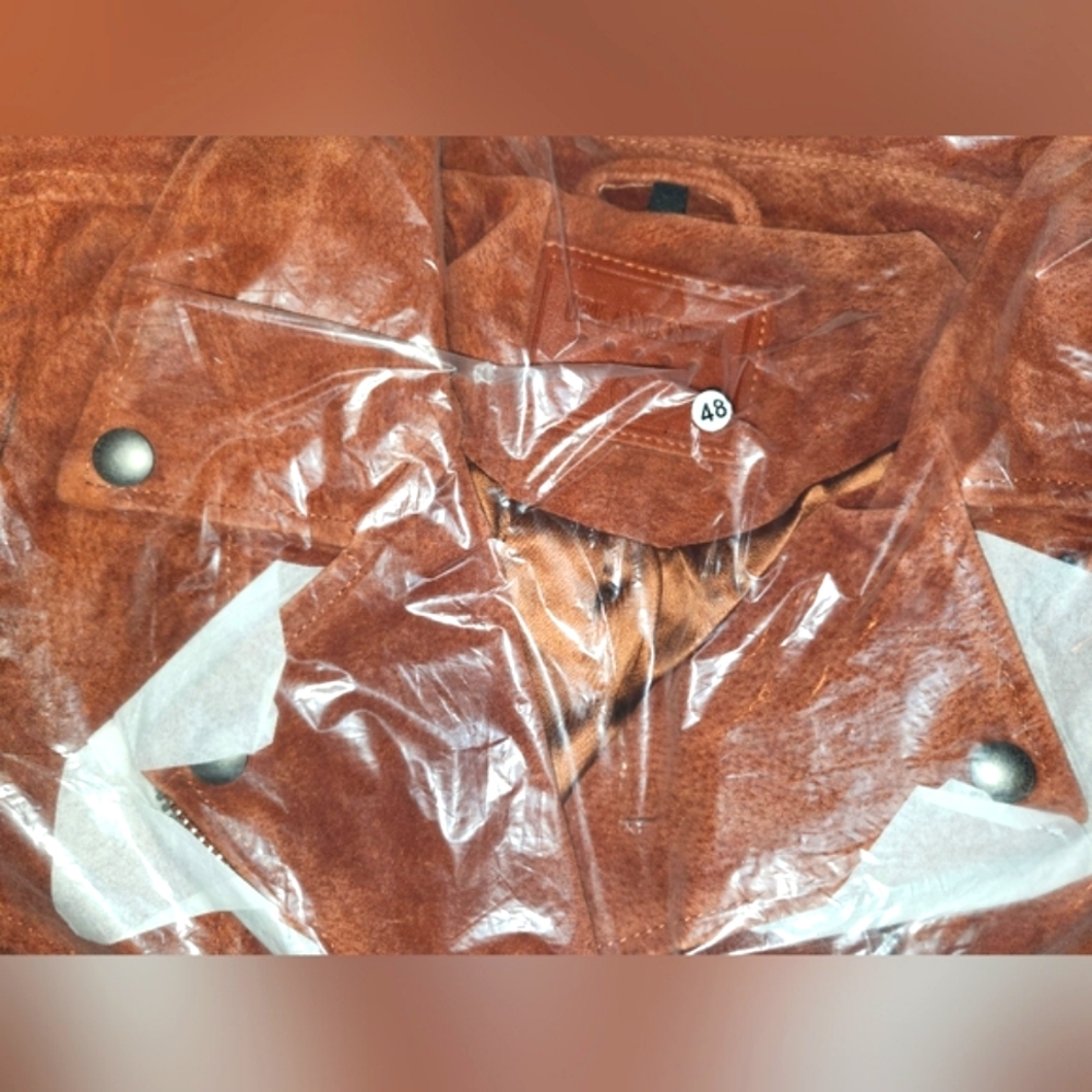 NWT BLANK NYC RUST BURNT ORANGE SUEDE MOTO JACKET L - Picture 5 of 8